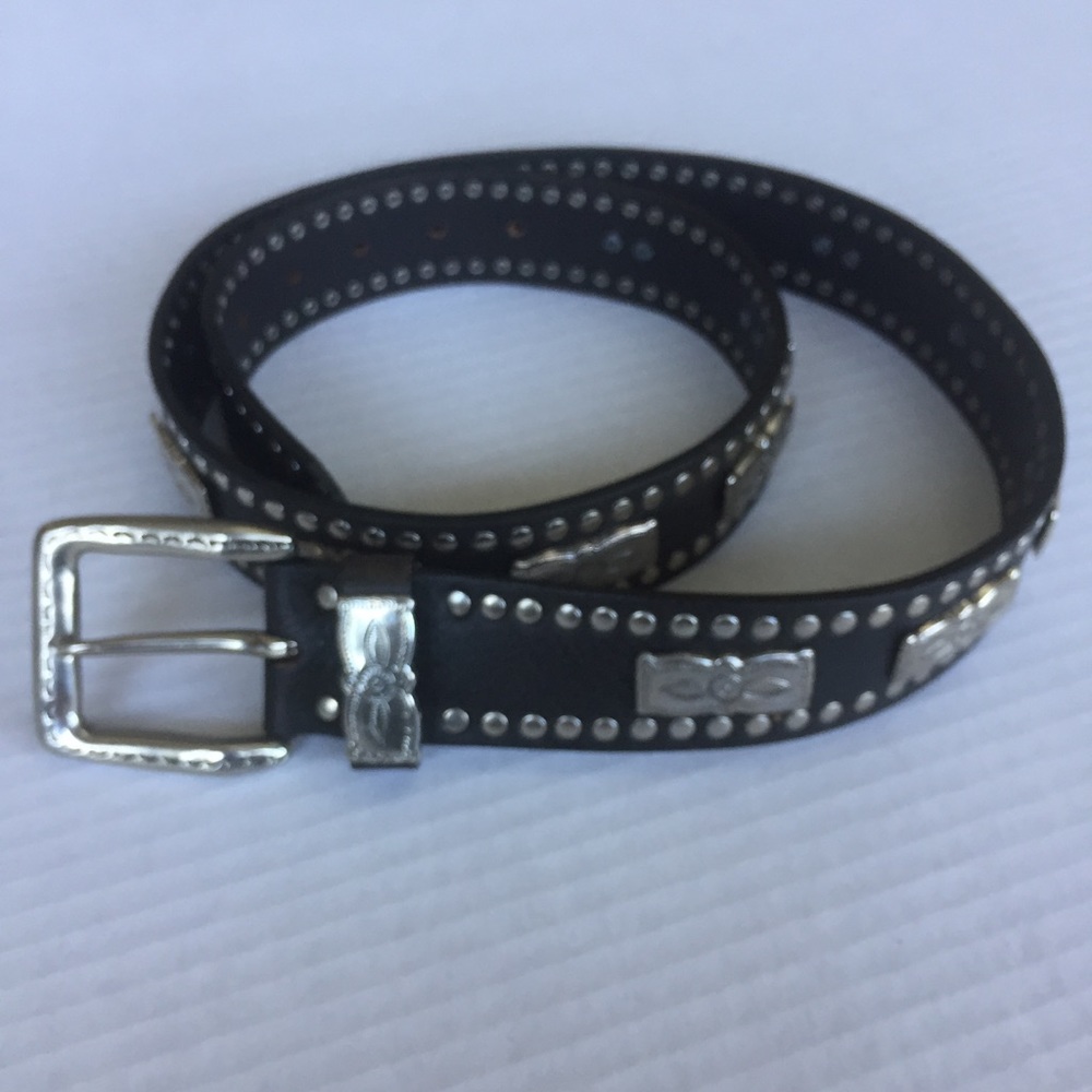 Nanni Brown Leather Belt Size 40 Silver accents